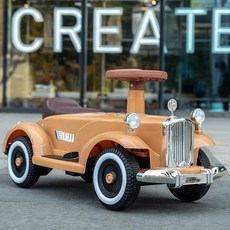 淘氣寶貝 超高顏值兒童電動車 1675 復古老爺車 兒童騎乘電動車 現貨, 卡其色, 1個