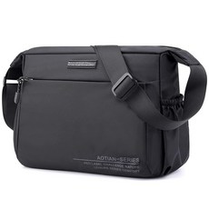 Zhongningyifeng 남성용 숄더백 나일론 메신저 백 크로스바디 지갑 방수 경량 여행 작업 야외용 블랙.