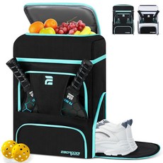 젖은 드라이 포켓이 있는 에스크로도이 피클볼 백팩 신발 수납 공간이 33L 대형 스포츠용 멀티 포켓 짐 블랙, Bla