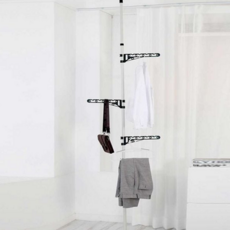 유진오피스 1단 폴 행거 슬림 조립식 천장 기둥식 옷걸이 옷방 공간 공간활용 미니멀 다용도 튼튼한 세탁실 심플한, 블랙