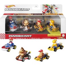 핫휠 Hot Wheels Mario Kart 차량 4팩 4개 세트 독점 모델 1개 포함 키즈 소장용 선물, 한개옵션0