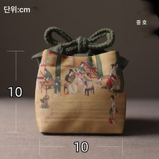 아웃도어 휴대용 다기수납 여행가방 두꺼운 면포대 티캔 찻주전자 컵포대, 한궁춘효도(中)), 1개