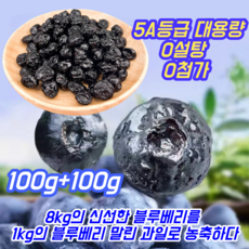 1+1 [0설탕 무첨가 눈의 좋은 파트너] 프리미엄 건조 블루베리 무설탕 건조 블루베리 무설탕 건블루베리 특급 무설탕 건조 블루베리, 8개, 100g