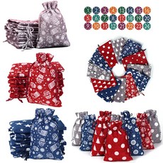 2022 크리스마스 출현 달력 가방 24 일 크리스마스 카운트다운 달력 삼베 가방 Drawstring 선물 가방 DIY 캔디 가방, 그림에서 알 수 있듯이