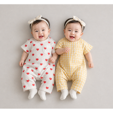 로이앤한나 3개월 6개월 9개월 돌 여아 남아 유아 여름 슬랍 반팔 우주복