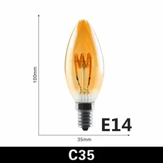 밝기 조절 빈티지 LED 필라멘트 전구 레트로 백열 장식 램프 앰플 E14 AC220V 4W, 01 C35, 04 2PCS, 1개