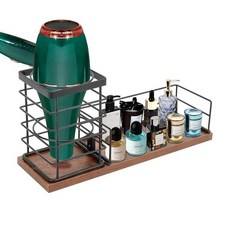 시즈다 헤어 도구 정리함 이동식 드라이어 홀더 배니티용 스타일링 보관함 목욕 카운터 화장실용 욕실 트레이 메이크업(12인치 x 7.7인치 5.8인치) 우드 블랙), Wood-black, 12" x 3.7" x 5.8", 1개