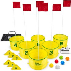 고스포츠 야드 골프 경기를 버킷 6개 티 마커 공 6개로 연결하다, 6 Hole Course