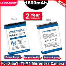 XiaoYi YI-M1 미러리스 카메라 배터리용 LOSONCOER BXM10 BXM-10 1600mAh 배터리, 한개옵션0, 1개입