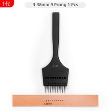 皮革圓斬 DIY手工皮具皮革打孔工具 精鋼圓孔沖 (黑柄可換頭), 一代 3.38mm 9齒, 1個