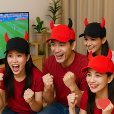 파티용 붉은악마 캡모자 뿔 모자 머리띠 응원단 응원도구, 1개, 상품 상세페이지 참조 (4610)