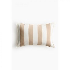 에이치앤엠 H&M 린넨 블렌드 쿠션 커버 - 베이지 화이트 스트라이프-334396