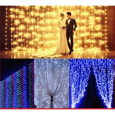 LED戶外防水窗簾燈 3米X3米/6X3M 冰串燈 瀑布燈 窗簾燈 燈串，高品質防水，適用於戶外裝飾，營造浪漫氛圍, 1個, 3MX3M暖白