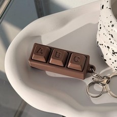 이니셜 초콜릿 키캡 키링 키보드 클리커 인형 키홀더 클릭 발렌타인 자동차, 크림치즈축 3구, 이니셜 초콜릿 키캡 키링_크림치즈축 3구