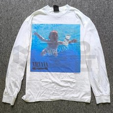 너바나 NIRVANA Nevermind 화이트 순면 긴소매 티셔츠 맨투맨 유니섹스 긴팔티