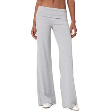 Luckinbaby 여성용 플레어 스키니 팬츠 폴드 오버 레깅스 스트레치 부츠컷 벨 하의 슬림핏 요가 팬츠 Y2k 조거 베이직 라이트 그레이, Medium, 라운지 라이트 그레이
