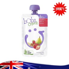 호주 Bubs 리얼 오가닉 배 퀴노아 딸기 맛 영유아 이유식 120g 5팩 Bubs Organic Strawberry Pear Quinoa 6 Months+ 120g 5pack
