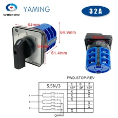 모터 반전 스위치 LW26 5.5N/3 20A/25A/32A 캠 690V 3 극 엔진 선택기 FWD 및 REV, 02 32A