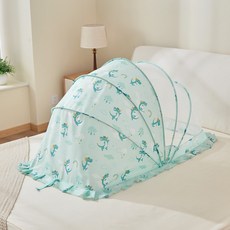 嬰兒牀蚊帳兒童寶寶可摺疊遮光款無底防蚊防塵通用, 小福龍形象-綠