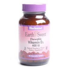 Bluebonnet 維他命D3 400IU咀嚼錠 覆盆子口味 無麩質, 90顆, 1罐