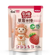 MiiGA 台灣米 有機米棒 6個月以上寶寶適用, 1個, 30g