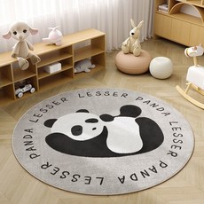 可愛動物圖案圓形地毯，適用於兒童房臥室客廳爬行墊, panda熊羊羔絨,直徑80cm