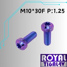 ROYAL 鈦合金螺絲 M10*30F 飛碟頭型螺絲 64鈦 幻彩藍 (附發票), 1個