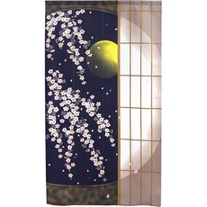 Noren Kobo 노렌코보 벚꽃 달 일본식 인테리어 가림막 커튼 85x150cm