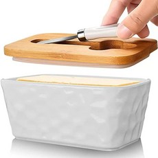 버터통 세라믹 버터 650ml 화이트 나이프 접시 카페 레스토랑 세트 그릇, 1개