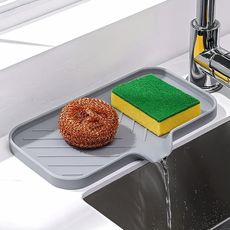 리버브 배수형 싱크대 물받이 수세미 거치 패드, 그레이 대형, 2개