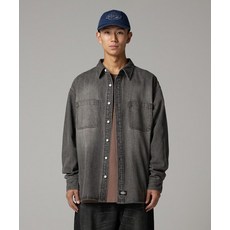 디키즈 DICKIES 더블 포켓 워시드 데님 셔츠 Black DIKU252LRSH002BK 166014