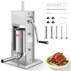 EKway 7Lb/3L Sausage Stuffers Vertical 304 Stainless Steel Maker Adjustable 2 Speeds 5 Filling Tube