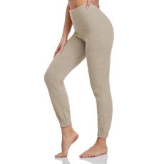 Famulily 여성용 아늑하고 부드러운 퍼지 팬츠 따뜻한 겨울 라운지웨어 캐주얼 하이 웨이스트 파자마 커프 포함 카키