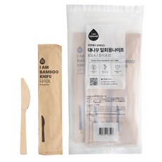 아이엠그리너 친환경 일회용 생분해 대나무 나이프 개별 종이포장, 1개, 10개입