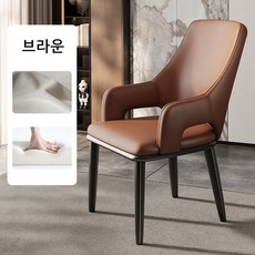 STYLE.DR 모던 심플 식탁 의자 펀칭 스타일 인테리어의자 회의실 체어, 2개, 브라운