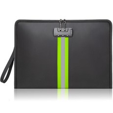 2 871.1°C(5000°F) 내화성 방수 문서 가방 잠금 장치 및 지퍼 포함 안전한 내화성 방수 머니 백 현금 휴대폰 열쇠 신용 카드에 적합 (블랙 M), 13.3*0.98*9.2 inch