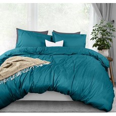 Utopia Bedding 4피스 침구 세트 - 매트리스 커버 1장(198.1x203.2cm(78x80인치)) 이불 커버 1개 킹 베개 커버 2개 - 지퍼가 달린 그레이 킹, 데님 블루