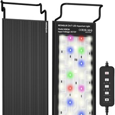 12-18인치 식물 및 어항 IP68 12색 그라디언트 전체 스펙트럼을 위한 24시간 연중무휴 LED 수족관 조명 일출-일광-달빛 자동 켜짐꺼짐 밝기 담수용 확장 브래킷 포함, 1세트