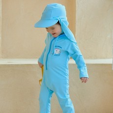 베베샤 애니멀 유아 전신 래쉬가드 플랩캡 모자 세트