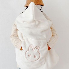 유아외출용 워머 덮개 방한 애기띠담요 애기띠 액세서리 애기띠 워머 애기망토 애기띠워머 망토블랭킷 애기띠담요 애기띠바람막이 애기후드망토, 빅 래빗 헤드 스트랩 85 x 80cm