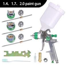스프레이건 전문 에어 스프레이 건 1.4/1.7/2.0mm- 자동차 가구 목공 프로젝트용 HVLP 중력 페인트, 01 Green 1.4-1.7-2.0MM, 1개