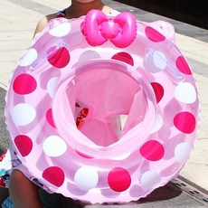 ABC嬰兒脖圈坐圈，加深座位區雙把手寶寶泳圈，兒童游泳安全首選, 蝴蝶結座圈, 1個