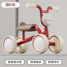 兒童平衡車 四輪滑步車 防側翻 寶寶學步車, 酒紅色, 1個, 60cm