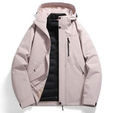 男女款白鴨絨輕羽絨三合一連帽外套 - 防風抗寒保暖可拆卸內膽兩件式戶外登山雪地滑雪機能上衣