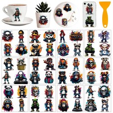 PVC 열전사 스티커 창문 컵 화분 데코 인테리어 14x14cm 12장세트 12가지 디자인, 오랑우탄