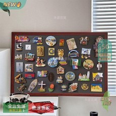 A14 冰箱貼 展示板 磁吸化妝牆 復古留言板 廚房冰箱貼 磁吸貼 黑板咖啡館裝飾板, 小號20*30cm棕框磁吸板