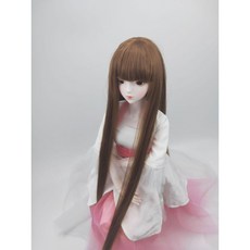 臺灣熱銷 3/1 bjd假髮夜蘿莉娃娃假髮頭套 sd球型公仔頭套高溫絲編髮加厚毛, 淺棕齊劉海, 1個