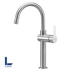 로딘 고급 탑볼 파우더 세면대 수전 무광 스텐304 원홀 세면 욕실 수도꼭지, 1개