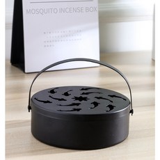 帶提把鐵藝鏤空防火蚊香盒 帶蓋蚊香盤 安全防燙蚊香爐 戶外露營蚊香盤 香薰盒, 飛魚紋