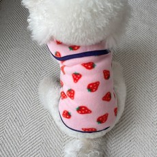 Grooming Dog 寵物狗草莓配色刷毛開襟衫, 粉紅色, 1個